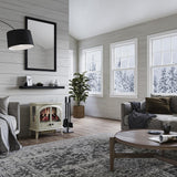 Modern Ember Harlowe Freestanding Electric Fireplace Stove Heater in Cream with Multi-Color Ember Bed | Smart Technology | Alexa/WiFi Enabled | 1500W | Indoor Portable Heater | Safety Shutoff Modern Ember