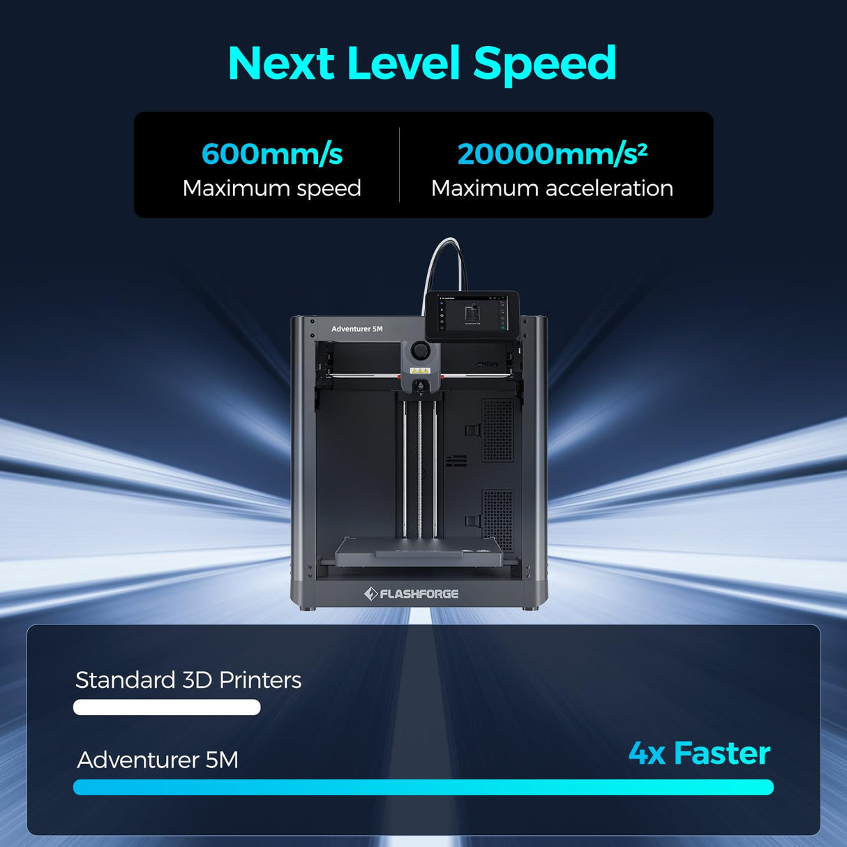 FLASHFORGE Adventurer 5M 3D Printer with Extra 1KG HS PETG Black Filament FLASHFORGE