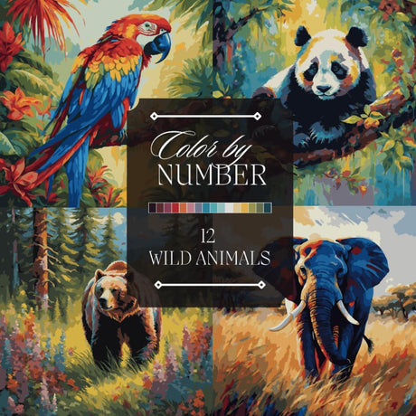Color by Number Adult Coloring Book: Featuring Wild Animals Like Parrots, Koalas, Grizzly Bears, and Foxes (Color by Number Coloring Books for Adults) Majosta