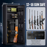 KAER 12-16 Gun Safe - Biometric Gun Safe for Rifles and Pistols Large Fingerprint Rifle Safe Home Gun Cabinet for Shotguns with Digital Keypad, Removable Shelf, Gun Racks (Unassembled) KAER