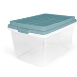 Hefty HI-RISE 72 Qt Large Plastic Storage Bins with Lids, 6 Pack Stackable Containers with Secure Latching Handles, Clear Storage Totes for Garage, Closet, Basement, Clothes and Household Organization Hefty