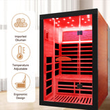 OUTEXER Infrared Sauna 2000W Wooden Saunas Home Spa Room Canadian Hemlock Wood Low-EMF Indoor Saunas with with 7 Color Starry Sky Ceiling Light for Two Person 74.8 * 47.2 * 41.3Inch OUTEXER