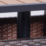 Outsunny 22'' Rattan Wicker Side Table with Steel Frame, Umbrella Insert Hole, Sand Bag for Outdoor, Patio, Garden, Backyard, Brown Outsunny