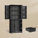 YITAHOME Pantry Cabinet, 71-Inch Tall Freestanding Storage Cabinet with 4 Drawers, Farmhouse Cupboard with Doors Storage, Adjustable Shelves, for Living Room, Dining Room, Gray Oak YITAHOME