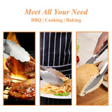 Tongs for Cooking, 9-Inch Stainless Steel Kitchen Tongs, Locking Metal Food Tongs with Silicone Non-Slip Grip, Kitchen Utensils Tongs for Food, Salad and Outdoor BBQ (Set of 4) TENTA KITCHEN