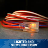 Southwire Heavy Duty Extension Cord, 50Ft, 12 Gauge, 3 Conductor, Outdoor Cord, Lighted End, SJTW, Red/White/Blue, 2548SWUSA1 Southwire