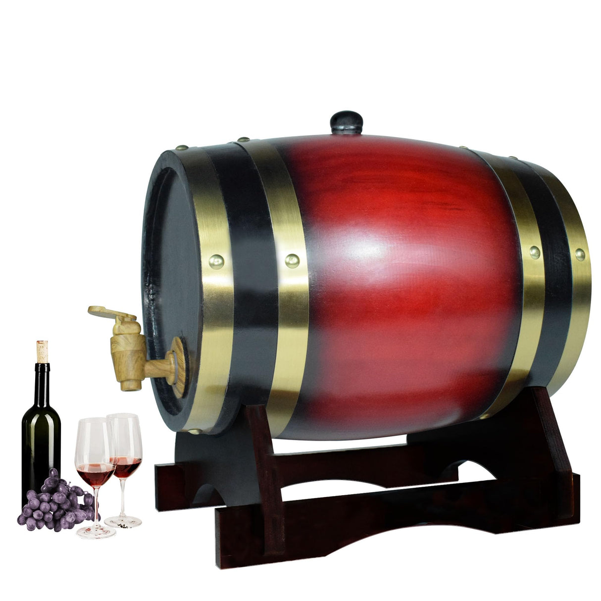 1.5L Whiskey Barrel Dispenser Oak Aging Barrels Home Whiskey Barrel Decanter for Wine, Spirits, Beer, and Liquor (Red Wine) Aimee_JL