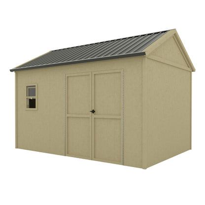 Yardenaler 12x8.7 FT Wood Outdoor Storage Shed, DIY Garden Tool Shed Kit with Waterproof Metal Roof, Lockable Door and Vents, Backyard and Patio, Natural - WoodArtSupply