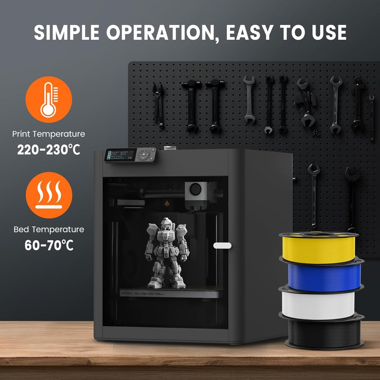 TECBEARS PETG Filament 1.75, Transparent 3D Printer Filament Bundle, 250g/Spool, 8 Rolls, 2 Spool of Black/Transparent and 6 Spools of Clear PETG Red/Orange/Blue/Green/Purple/Yellow TECBEARS