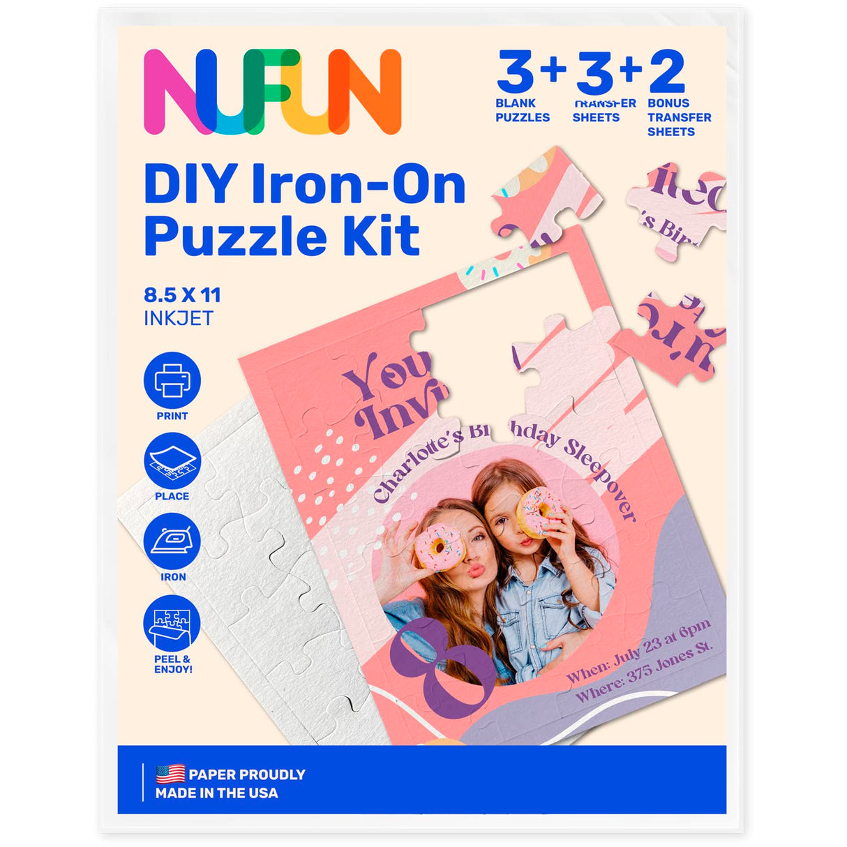 NuFun Activities DIY Transfer Puzzle Maker Kit - Blank White Puzzles to Draw, Print, or Write on. Make Your Own Printable Puzzle NuFun Activities