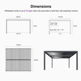 PURPLE LEAF LED Louvered Pergola 11'x 14' Full Aluminum Frame and Adjustable Roof Integrated Strip Lights for Outdoor Deck Garden Patio Gray Hardtop Gazebo Pergola PURPLE LEAF