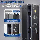 BlackSmith 6 Biometric Gun Safe for Rifles and Pistols 0.1s Quick Access Large Gun Cabinet for Rifles Shotguns Fingerprint Rifle Gun Safe Keypad with Drawer Rifle Racks Ammo Storage BlackSmith