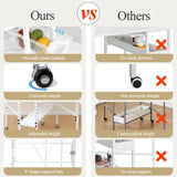 CRAFTEASE Foldable Hobby and Cutting Table - 59" W x 36" D White Arts and Crafts Table with Height Adjustable and 2 Storage Drawers CRAFTEASE