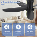 Surtime 42" Ceiling Fans with Lights-Low Profile Ceiling Fan with Light and Remote/APP Control,Flush Mount,DC Reversible,LED Dimmable Black Ceiling Fans for Bedroom,Indoor/Outdoor Patio Use Surtime