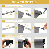 Shade&Beyond Outdoor Roller Shades with Splicing Design, 8' W x 8' H Cordless Patio Roll Up Blinds, Exterior Shade Cloth Roll for Porch, Gazebo, Pergola, Balcony, Gray Shade&Beyond