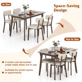GOFLAME 5-Piece Dining Table Set for 4, Farmhouse Kitchen Table & 4 Upholstered Chairs with Rubber Wood Frame, Padded Seat, Curved Backrest, Space-Saving Dinette Set for Dining Room, Small Space GOFLAME