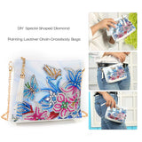 Diamond Painting Kits for Kids & Adult Cross-Body Handbag with Chain 5D DIY Rhinestone Cross Stitch Arts Craft Makeup Shoulder Bag Zipper for Christmas Gift Ross Beauty (Butterfly Flower) Ross Beauty