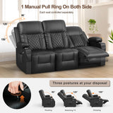 FURNIMAT Recliner Sofa, Reclining Sofa 3 Seats Dual Recliner, PU Leather Recliner Couch, Modern Recliner Chair for Living Room, with Cup Holder and 2 Cell Phone Holder, USB Ports, Black FURNIMAT