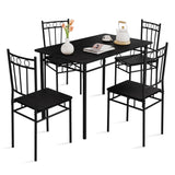 Vipbear Kitchen Dining Table Set for 4, 5-Piece Kitchen Table Set,Dining Room Table Sets,Rectangular Kitchen Table Set with 4 Chairs for Small Space, Dinette,Apartment,Rustic Black Vipbear