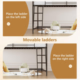 JOYMOR Low Loft Bed with Inclined Ladder, Metal Twin Size Bed Frame with 15” High Guardrail for Boys Girls, Junior, Space Saving, Mattress Not Included (Black) JOYMOR