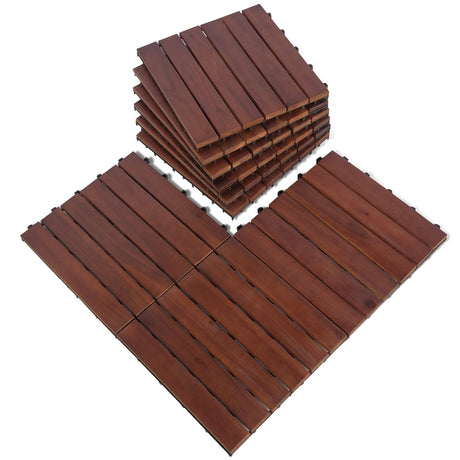 MCombo 10 Pieces Patio Wood Deck Tiles 12 x12 inches, Interlocking Deck Flooring Oiled Finish, Wood Tiles Resistant Water and Easy to Install for Outdoor Deck,Balcony and Backyard (Burgundy) MCombo