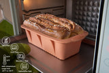 Baocuan 3 pack Silicone Bread Loaf Pans - Baking Mold For Baking Cakes,Brownies,Long loaf of bread Cheesecakes,Homemade Cakes Breads,Meatloaf,Ice brickand and More Set of 3 colors Baocuan