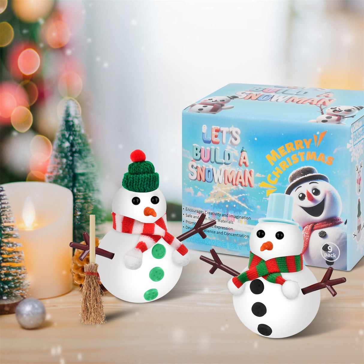 Ariepoue Christmas Stocking Stuffers for Kids Teen Boys Girls - 9 Pack Build Snowman Kit Christmas Crafts Gifts for Kids Creative Air Dry Modeling Clay Xmas Gift Birthday Gifts Ariepoue