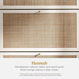 mopio Hannah Shoe Cabinet, Natural Rattan Farmhouse Shoe Organizer, Shoe Storage, Closet Shoe Rack for Entryway, with Spacious Storage Cabinet, Shelves, Sturdy Solid Wood Legs (Whitewash) mopio