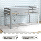 Giantex Twin Loft Bed with Ladder, Wood Low Profile Loft Bed with 30" Clearance & Safety Guard Rails, Space-Saving Loft Bed Frame for Kids Teens Junior, No Box Spring Needed, Kids Bed Frame, Grey Giantex