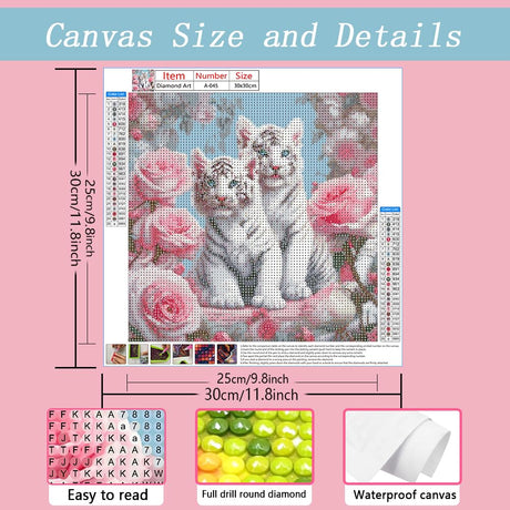 AMORARS 5D Diamond Painting Kit for Adults, Tiger Diamond Art Beginners - Full Diamond Dot Gem Art Flower, Suitable Gifts, and Home Decoration Crafts, 12x12Inch AMORARS