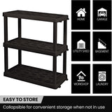 Koolatron Oskar 3 Tier Plastic Shelf, Garage Shelving Unit, Rack and Storage Shelves - Ideal for Storage Shed, and Shelf Organizer - Perfect for Garage Storage and Shelving Solutions,Black Koolatron