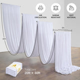 20ftx30ft White Ceiling Curtain for Wedding Parties – 4 Panels Wrinkle-Free 30 FT Long Tent Draping Curtains for Wedding, Birthday & Theme Parties, 30ft Height with Rod Pocket Party Village