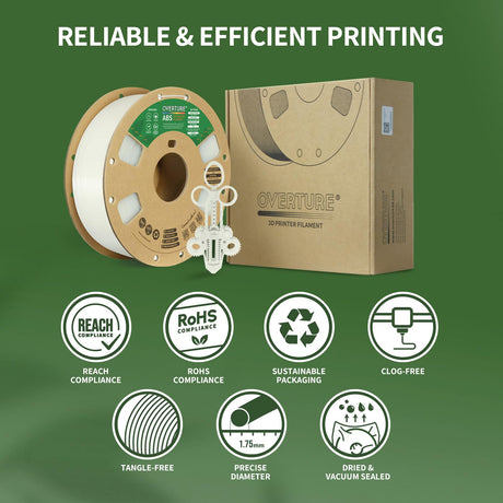 OVERTURE ABS Filament 1.75mm, ABS 1kg Spool (2.2lbs),3D Printer Filament,Dimensional Accuracy +/- 0.02 mm, Fit Most FDM Printer (Natural) OVERTURE