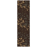 Machine Washable Leaves Design Non-Slip Rubberback 3x10 Traditional Runner Rug for Hallway, Kitchen, Bedroom, Living Room, 2'7" x 9'10", Brown Ottomanson