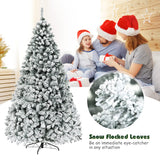 Nightcore 9FT Pre-Lit Artificial Christmas Tree, Snow Flocked Hinged Pine Tree w/ 1498 Branches Tips & 550 LED Lights, Portable Metal Base, Perfect Xmas Decoration for Home Office Party (9 ft Green) WoodArtSupply