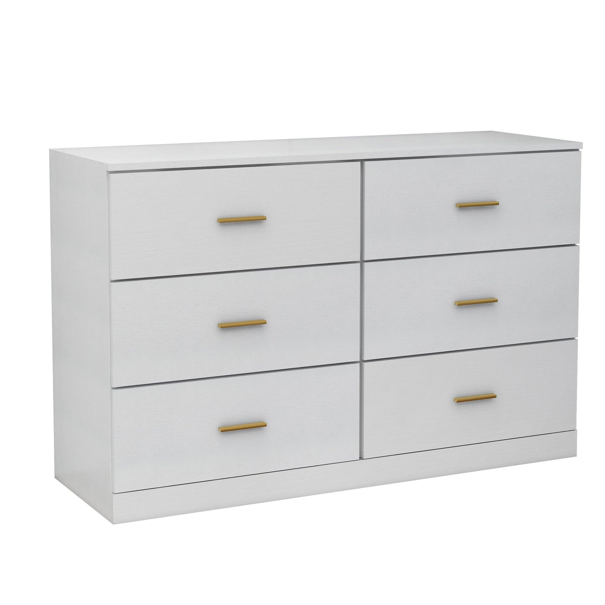 NoeBanJe 47" inch Dresser Sturdy Frame Modern Bedroom Furniture with 6 Drawers Large Capacity Storage Cabinet, Wooden Chest of Drawers for Bedroom, Hallway, Living Room, Entryway (White Gold Handle) NoeBanJe
