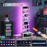 CHOEZON 8-Tier Bookshelf, LED Bookcase with Semi-Open Bottom, Small Space Standing Shelf with Lights, Corner Storage Stand, for Living Room, Home Office, Bedroom, White TSJ08DWB CHOEZON