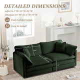 SoarFlash Chenille Sectional Sofa, Comfy Modular Loveseat Sofa, Modern 2-Seat Couch Deep Seat Sofa Set for Living Room,Green SoarFlash