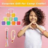 PP OPOUNT Lanyard String, 10 Rolls Pearly-Lustre Color Boondoggle String with Beads and Accessories, Gimp Bracelet Making Kit for Beginners DIY Bracelets, Key Chains and Lanyards, Camp Crafts PP OPOUNT