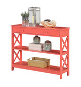 Convenience Concepts Oxford 1 Drawer Console Table with Shelves, Coral Convenience Concepts