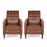 Christopher Knight Home Deborah Mid-Century Modern Button Tufted Recliners (Set of 2), Cognac Brown, Dark Brown Christopher Knight Home