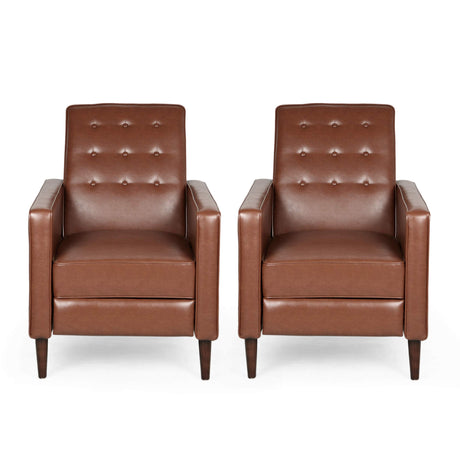 Christopher Knight Home Deborah Mid-Century Modern Button Tufted Recliners (Set of 2), Cognac Brown, Dark Brown Christopher Knight Home