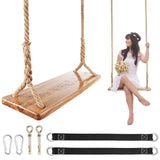 Wooden Tree Swing,Wooden Swing for Adults/Kids with 500lbs Load Capacity Waterproof Wooden Swing Seat Adjustable Hemp Rope Plus Tree Straps 100 inch for Indoor,Backyard,Garden,Playground (Adults) TIMCORR