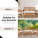 Outdoor Wood Sofa Set Patio Conversation Sets Acacia Patio Sofas Set with Thick and Soft Cushions Easy to Assemble Patio Furniture Set Natural Acacia Wood Compact and Sturdy Design Furniture Set PayLessHere