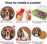 Puraikcmi 6pcs Dogs DIY Diamond Art Painting Kits Coasters with Holder, Diamond Coasters by Number Adults Crafts Full Drill Round Mosaic Stitch Art Craft Supplies Puraikcmi