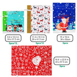 HRX Package Holiday Drawstring Gift Bags, 30pcs Christmas Foil Gift Wrapping Sacks Pouches for Xmas Presents Party Favor (Large Medium Small) HRX Package