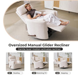 Rhevoy Oversized Swivel Recliner Chair with Massage and Heat, Rocking Chair Nursery with Adjustable Headrest, Rocking Chair Nursery Glider Chairs with 2 Pillows, Glider Rocker Recliner, White Rhevoy
