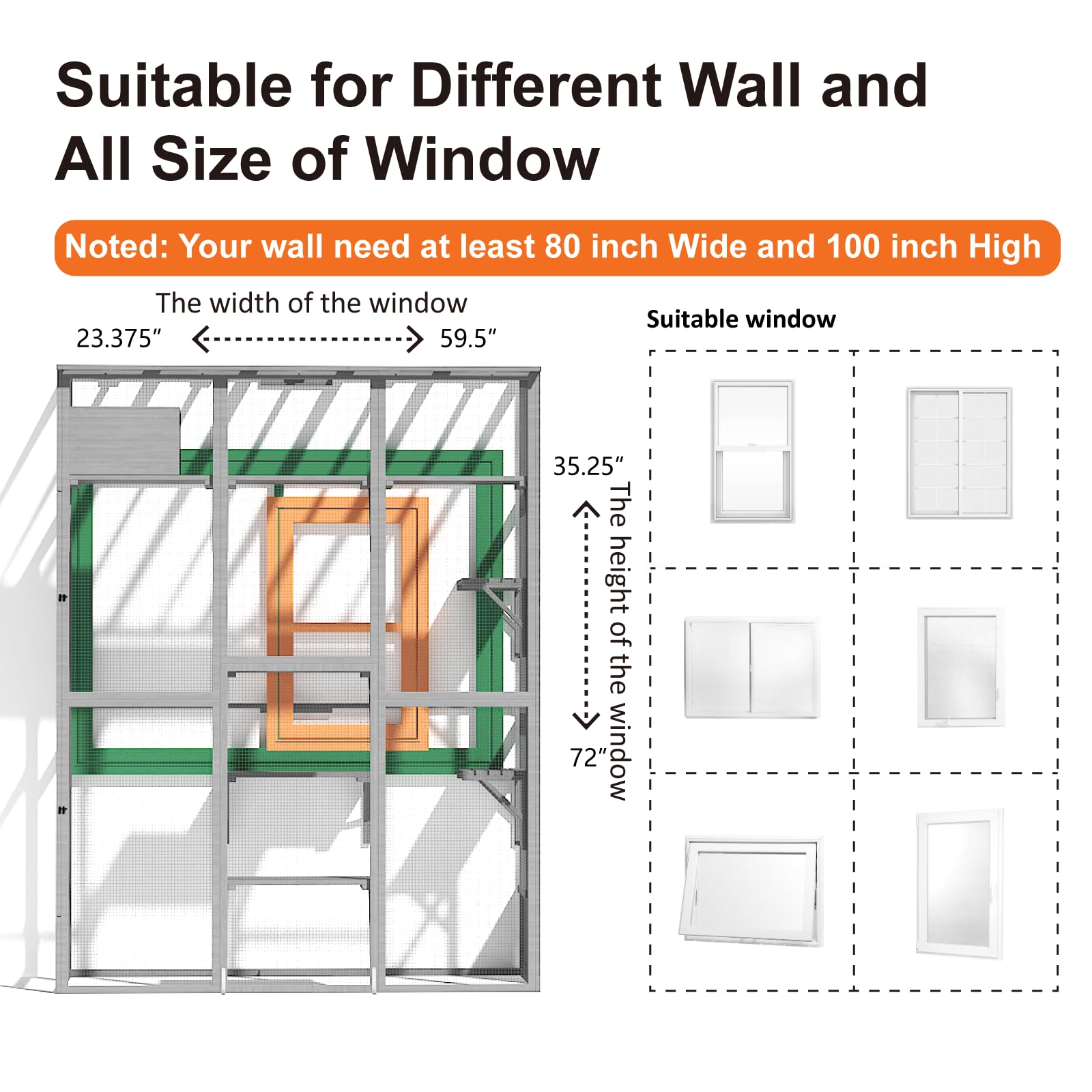 TIMHAKA Cat Catio Playground, Window Cat Catio for Multiple Indoor Cats, Large Cat Window Perch with Platforms, Sleeping Box and Bridges, Outdoor Cat House with Waterproof Roof, 74.8" x 33.5" - WoodArtSupply