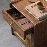 ETACHI Stylish Nightstand Side Table with Hidden Safe, Ash Wood Bedside Table with Gun Safe for Pistol, Protect Your Pistal and Valuables (Brown) ETACHI