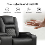 EBELLO Home Theater Seats, Faux Leather Movie Daul Recliner Chair with Console, Power Gaming Loveseat Sofa with Cup Holders and USB Charge EBELLO